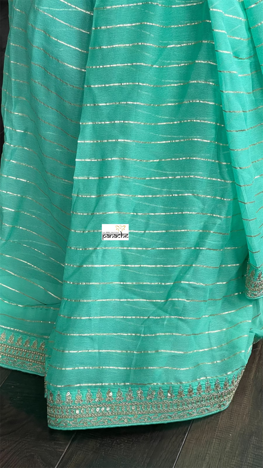 Designer Georgette - Sea Green Embroidered