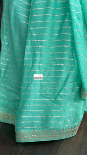 Designer Georgette - Sea Green Embroidered