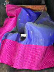 Silk Gadwal - Violet Magenta Pink Golden Zari