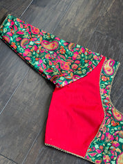 Designer Blouse - Green Red Meenakari
