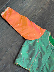 Designer Blouse - Green Orange