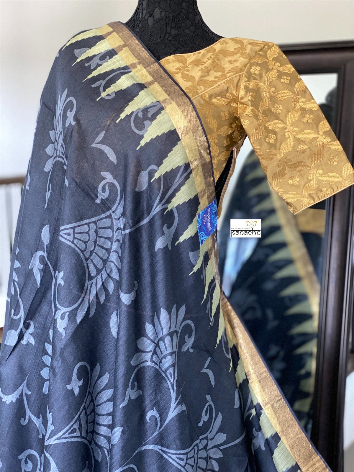 Designer Blouse - Greenish Golden Brocade