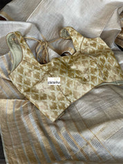 Designer Blouse - Beige Golden Woven