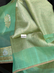 Organza Silk Banarasi - Light Green Kadwa Woven