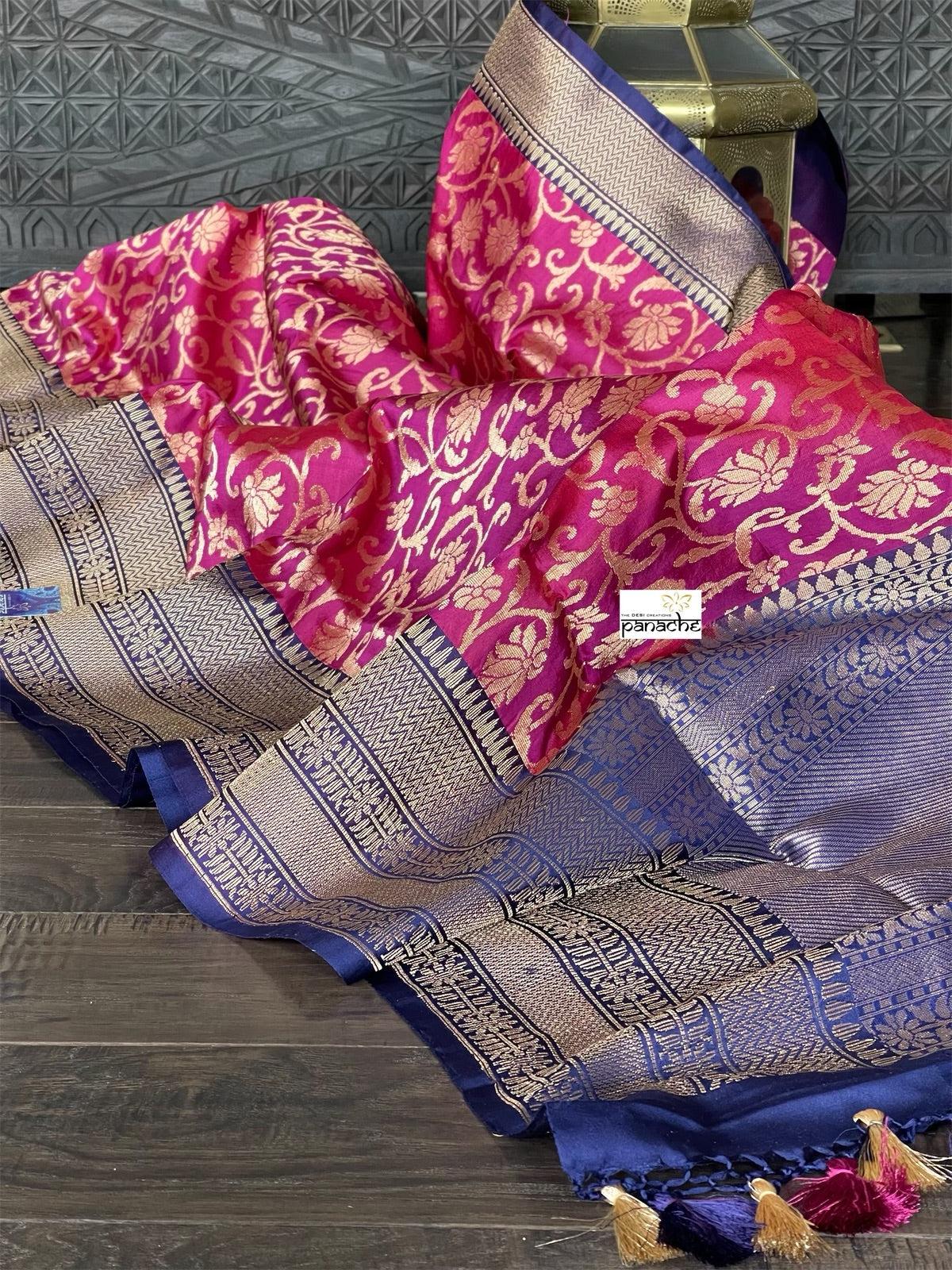 Katan Silk Banarasi - Magenta Blue
