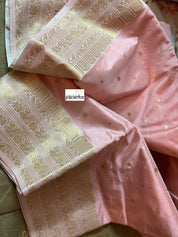 Pure Chanderi Silk - Light Peach Pink Eknalya woven