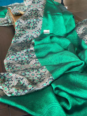 Fancy Chinon Silk - Green Black Printed