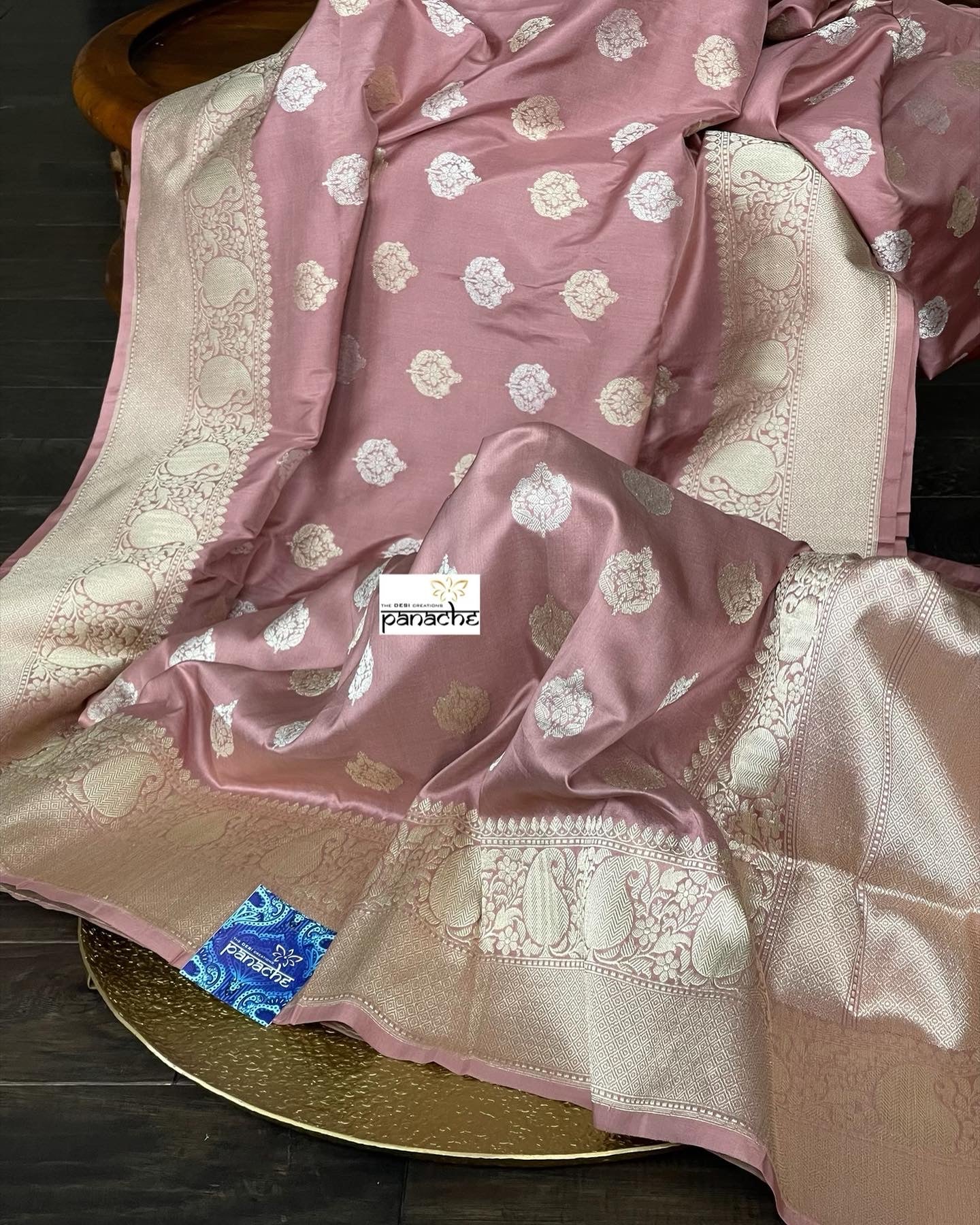 Pure Katan Silk Banarasi - Thulian Pink Antique Zari