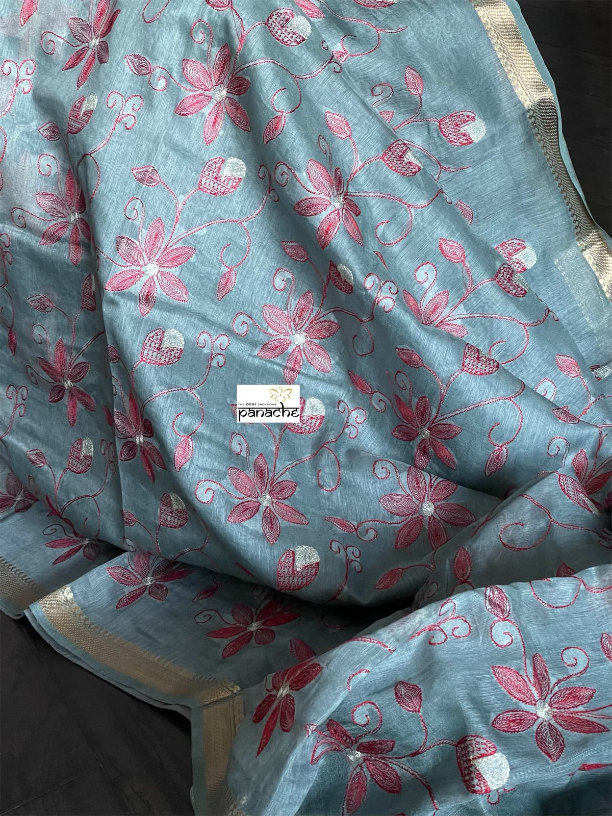 Embroidered Linen - Grey