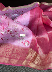 Embroidered Linen Silk - Bubblegum Pink