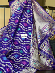 Pure Silk Kadwa Banarasi - Purple Multi Meenakari