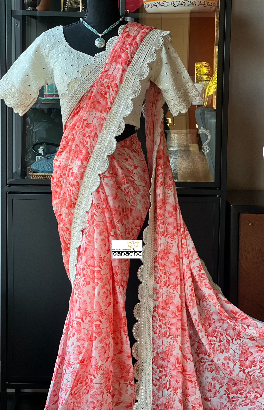 Designer top lace saree
