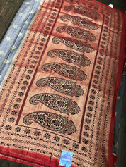 Tussar Georgette Banarasi- Grey Maroon Black
