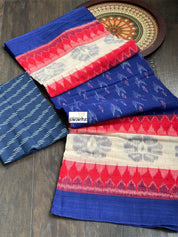 Pure Cotton Soft Ikat - Blue Beige Red