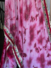 Designer Georgette Sequin Saree - Pink Raspberry red Tie Dye
