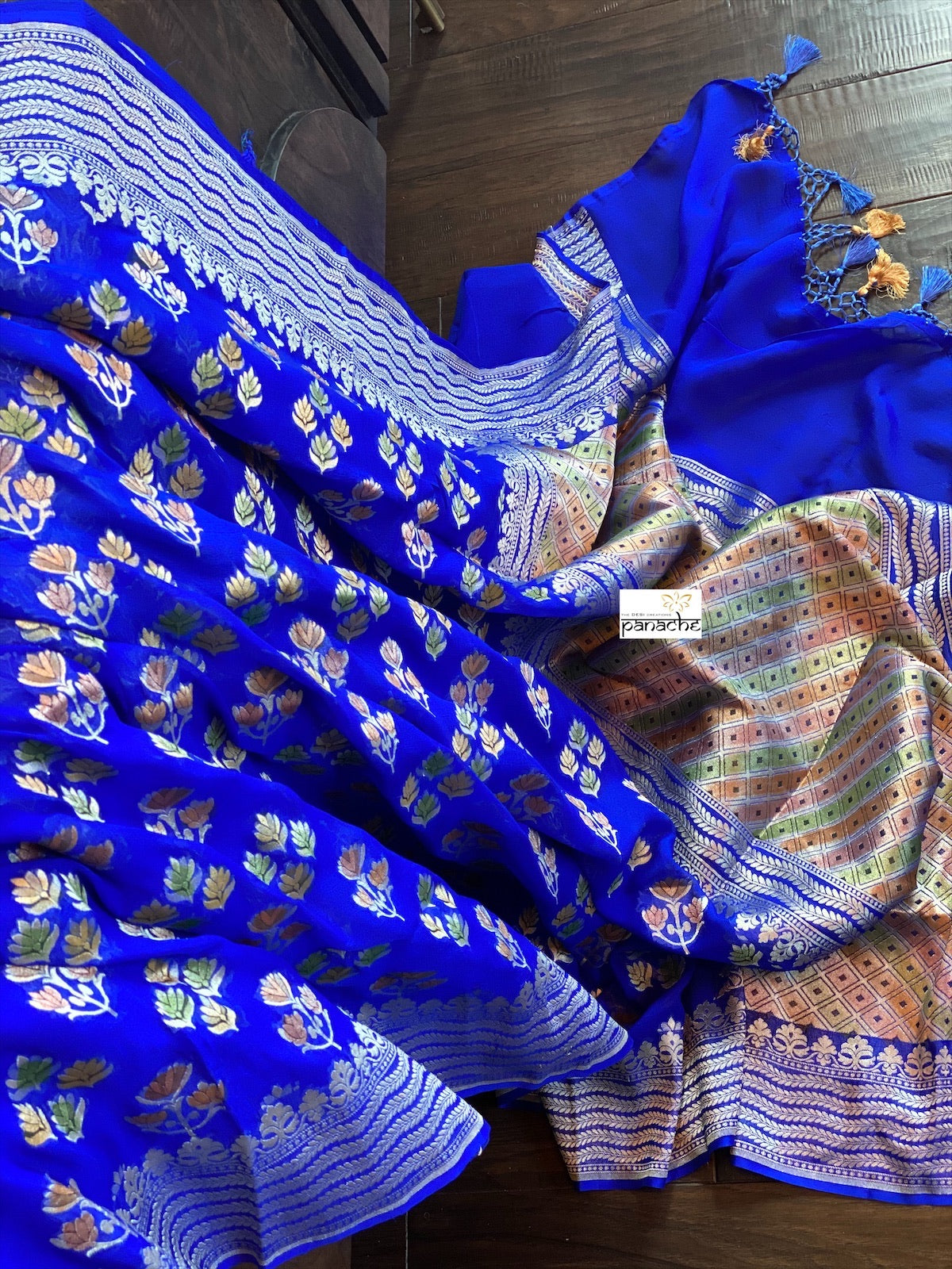 Khaddi Georgette Banarasi - Royal Blue Meenakari