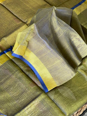 Cotton Silk Jamdaani - Green Yellow