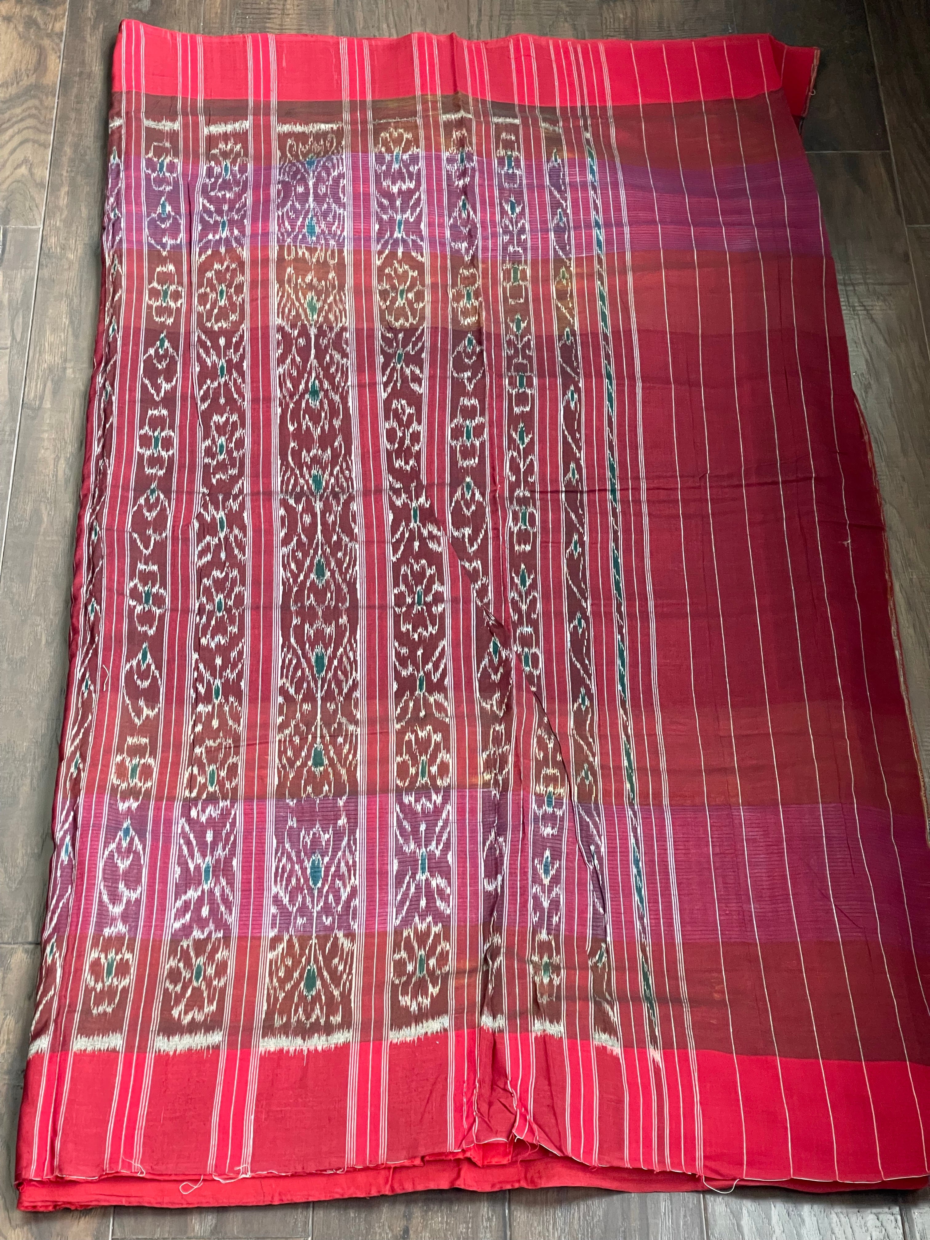 Pure Cotton Soft Ikat - Green Yellow Red