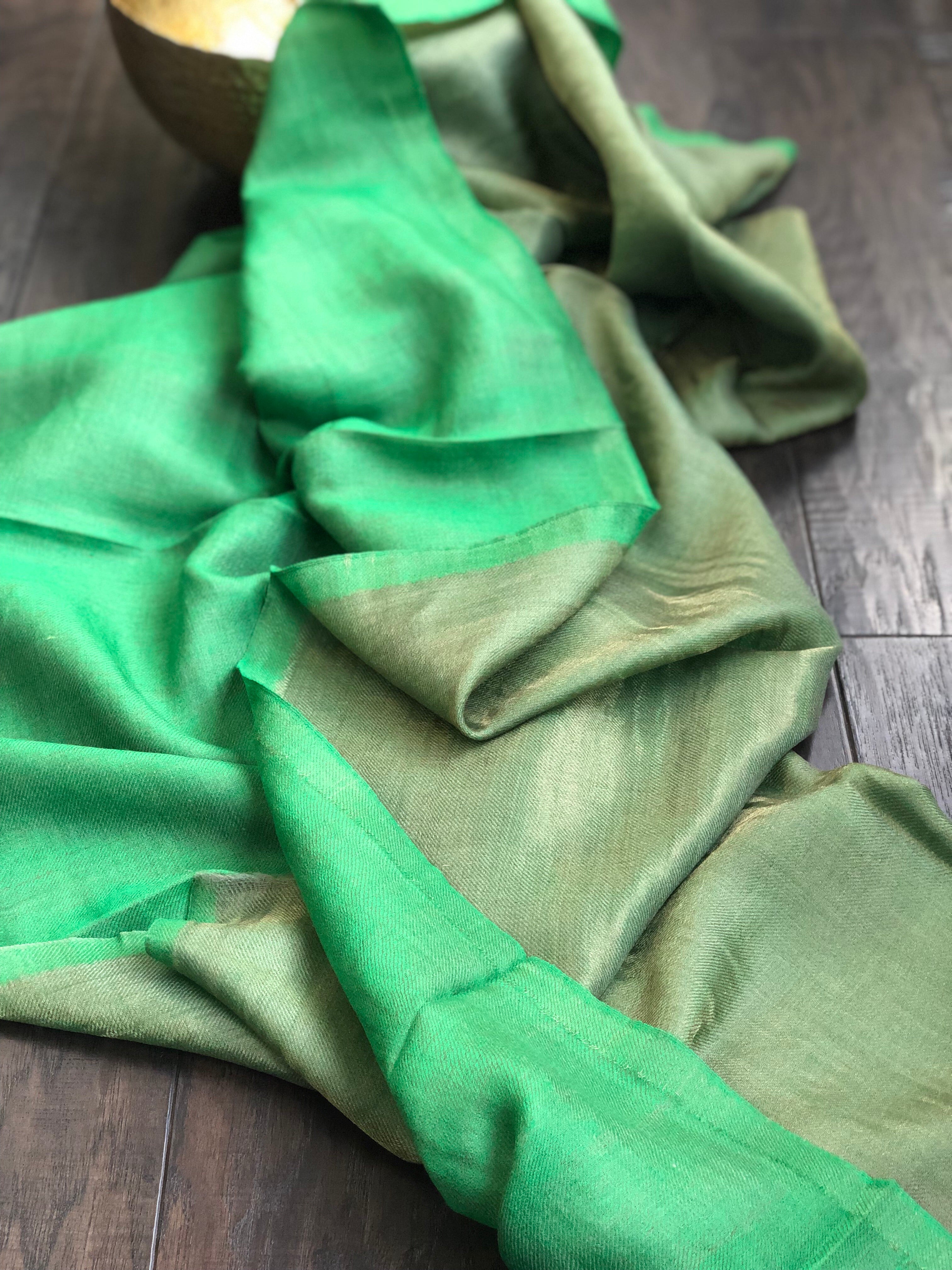 Pure Pashmina Stole - Green Reversible
