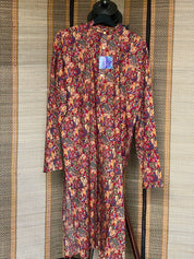 Cotton Silk Kalamkari Kurta Men - Red Yellow Blue XL 42
