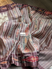 Pure Tussar Silk - Beige Chocolate brown