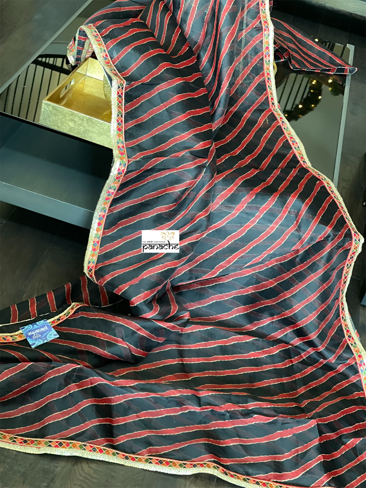 Designer Organza - Maroon Black