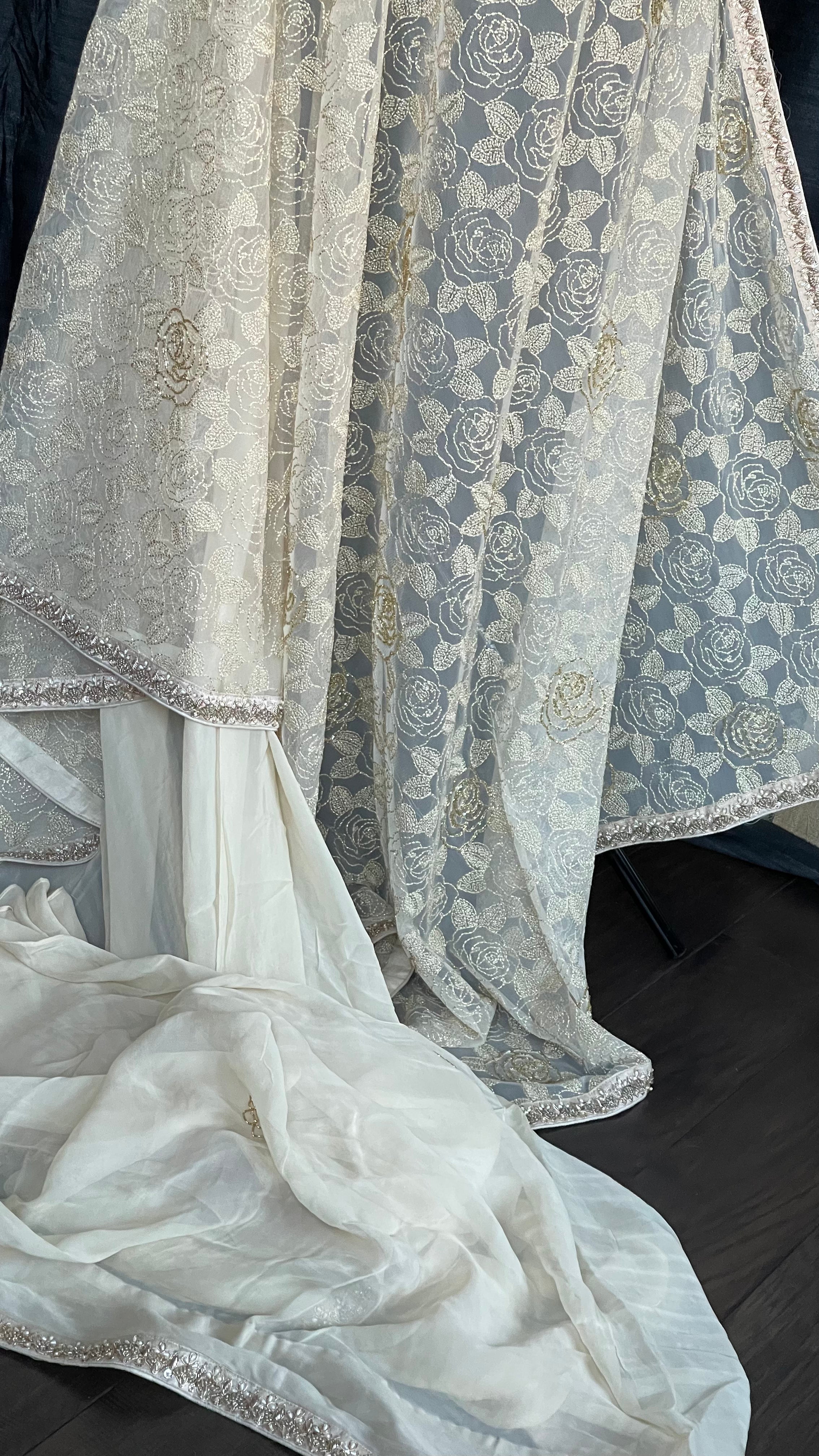 Designer Georgette Net - Beige