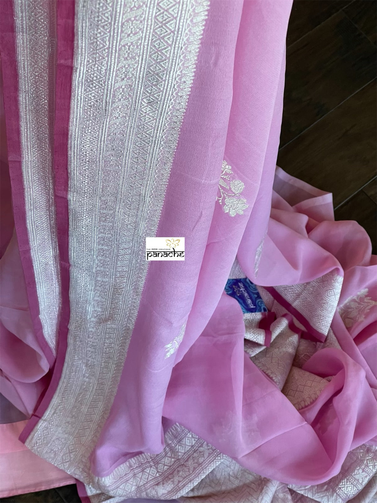 Khaddi Georgette Silk Banarasi - Pink Khadhua Woven