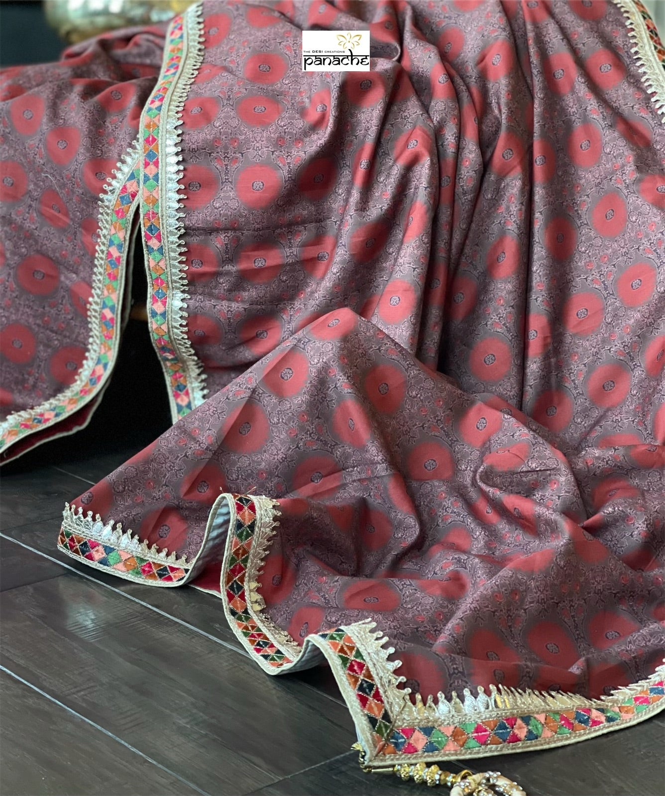 Designer Silk - Brown Rust Printed