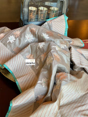 Pure Katan Silk Banarasi - Grey Kadhwa woven
