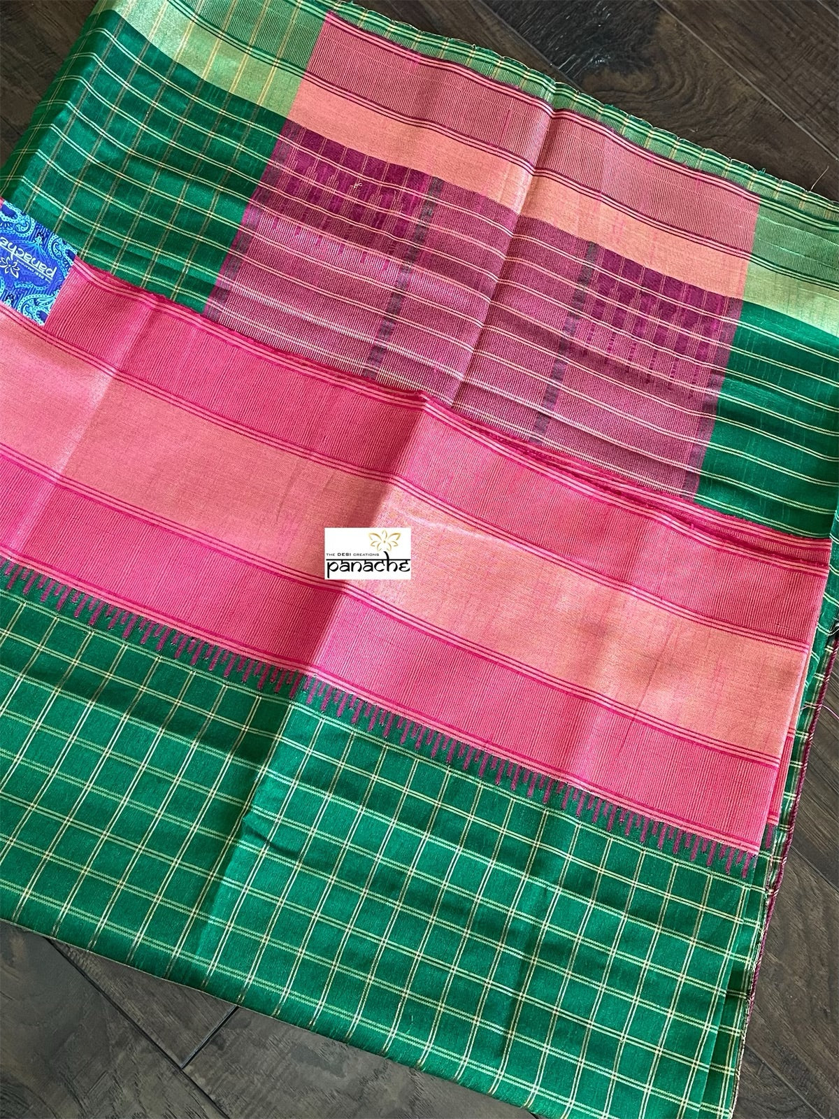 Cotton Silk - Green Magenta Woven