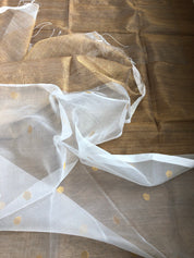 Matka Silk Muslin - White Brown Half Half