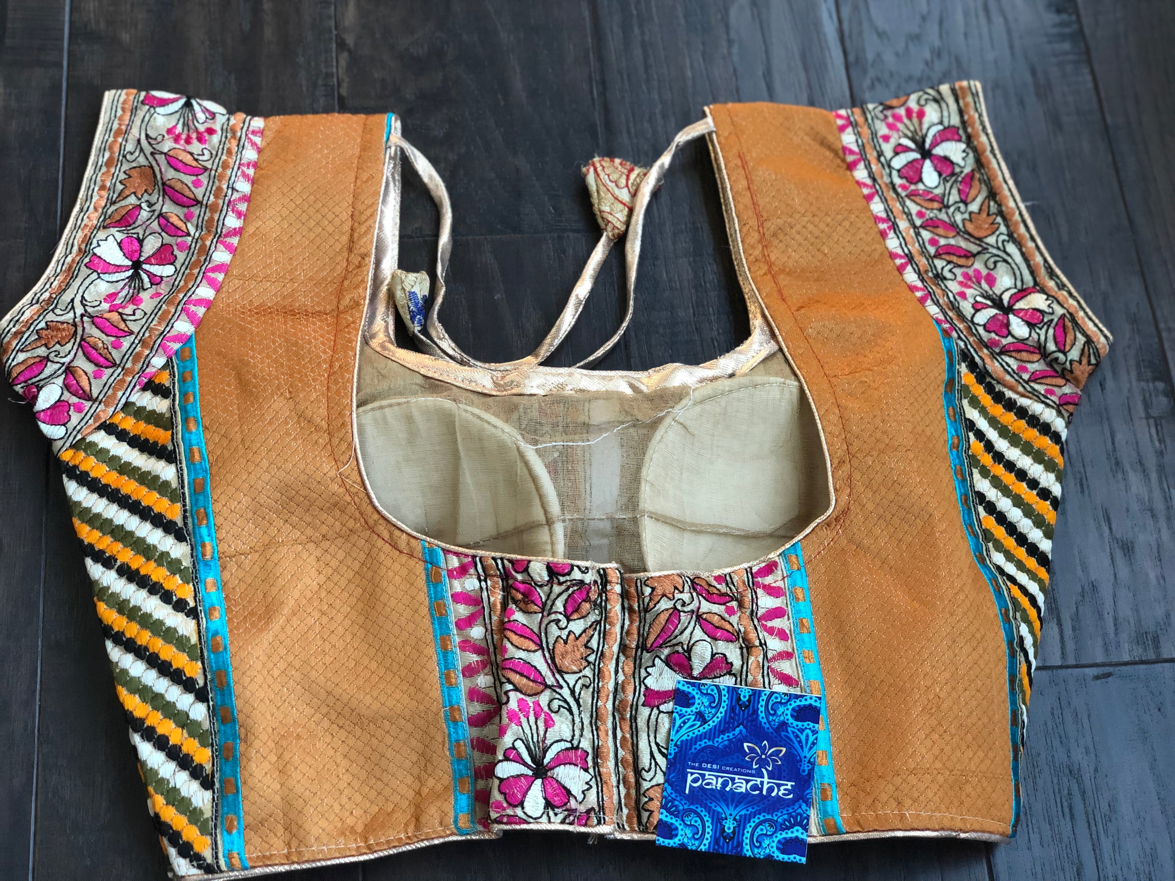 Designer Blouse - Ochre Yellow Embroidered