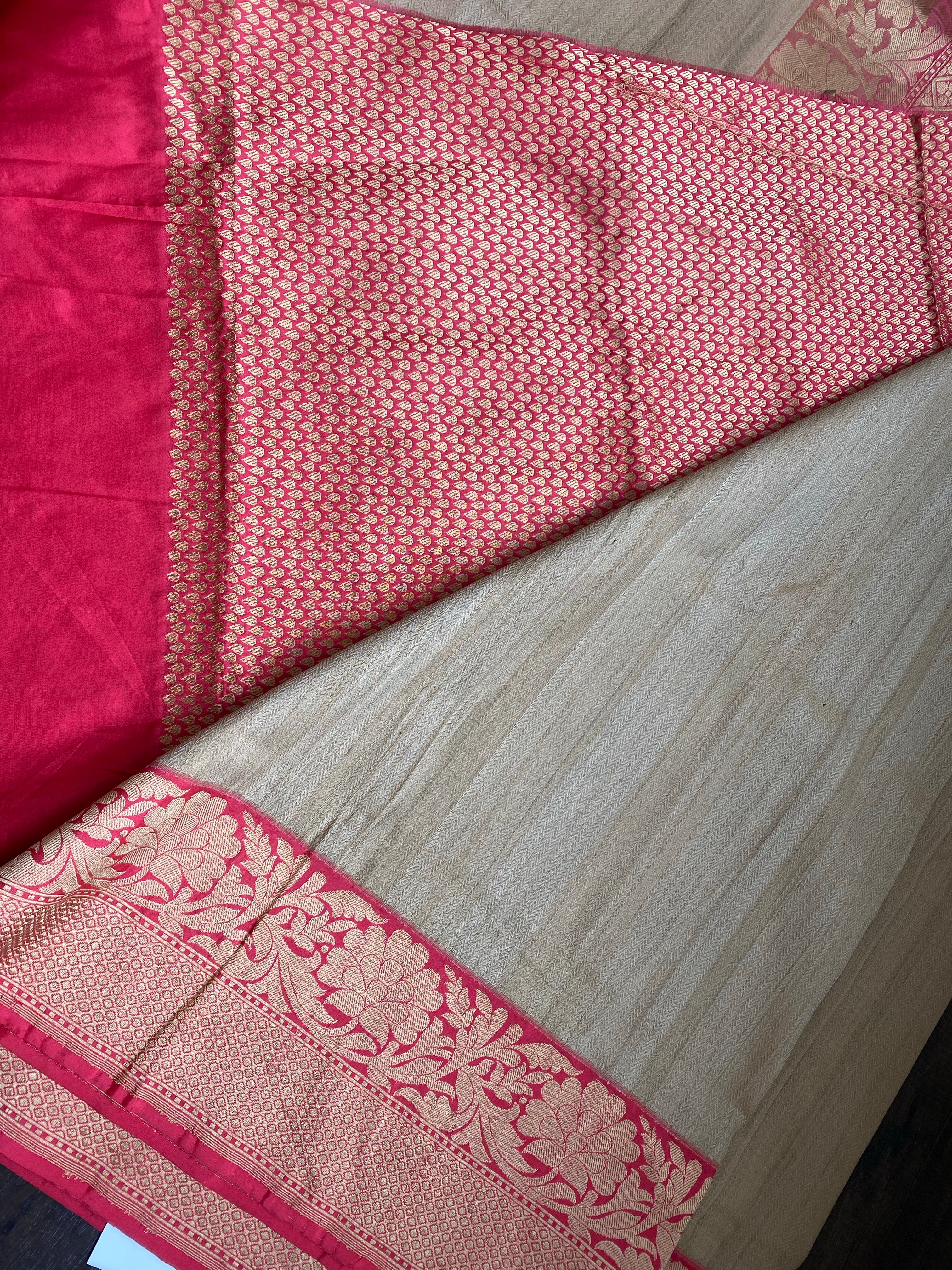 Pure Tassur Silk Banarasi - Tussar color Pink