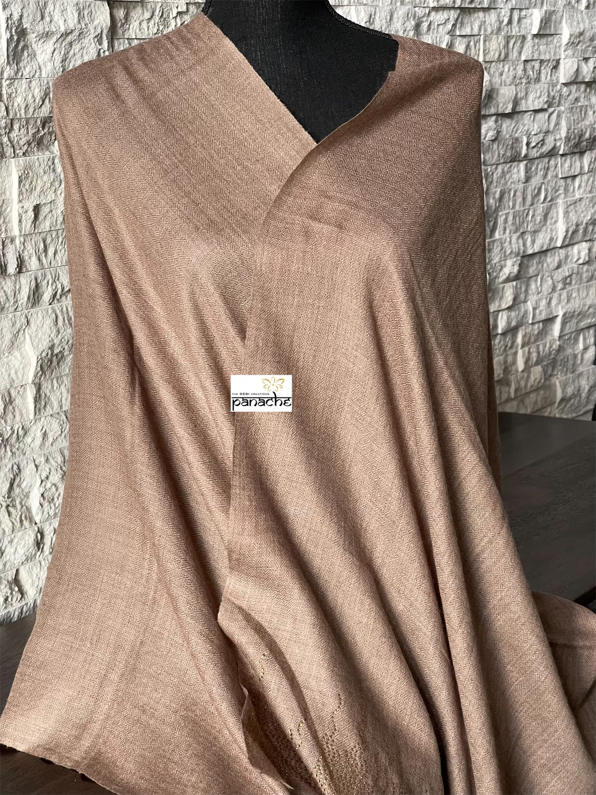 Kashmiri Stone Stole - Mocha Silver