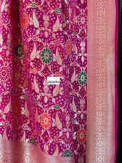 Bandhej Khaddi Georgette Banarasi - Magenta Pink