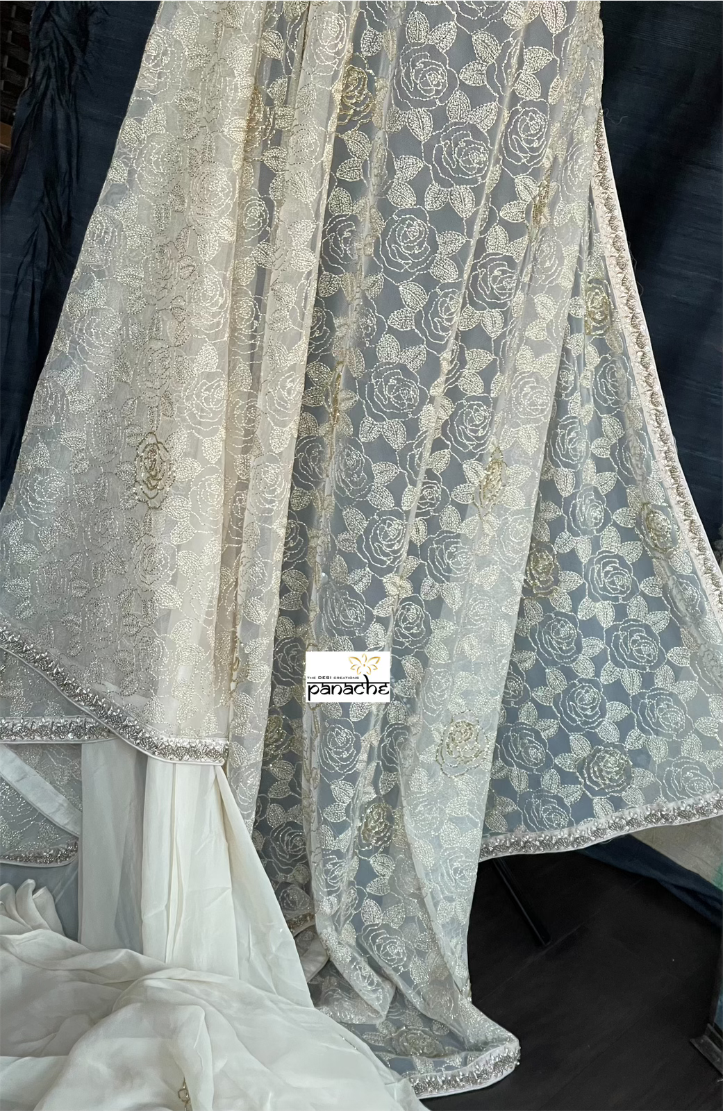 Designer Georgette Net - Beige