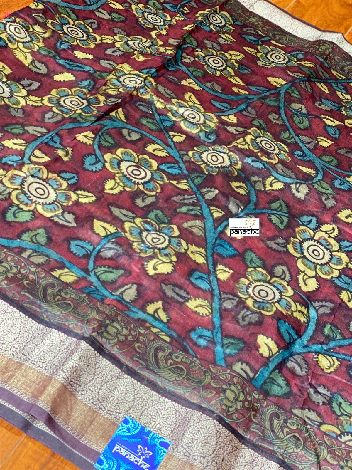 Muga Silk Kalamkari Banarasi- Maroon 1