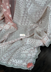 Designer Pure Net Embroidered - Peach