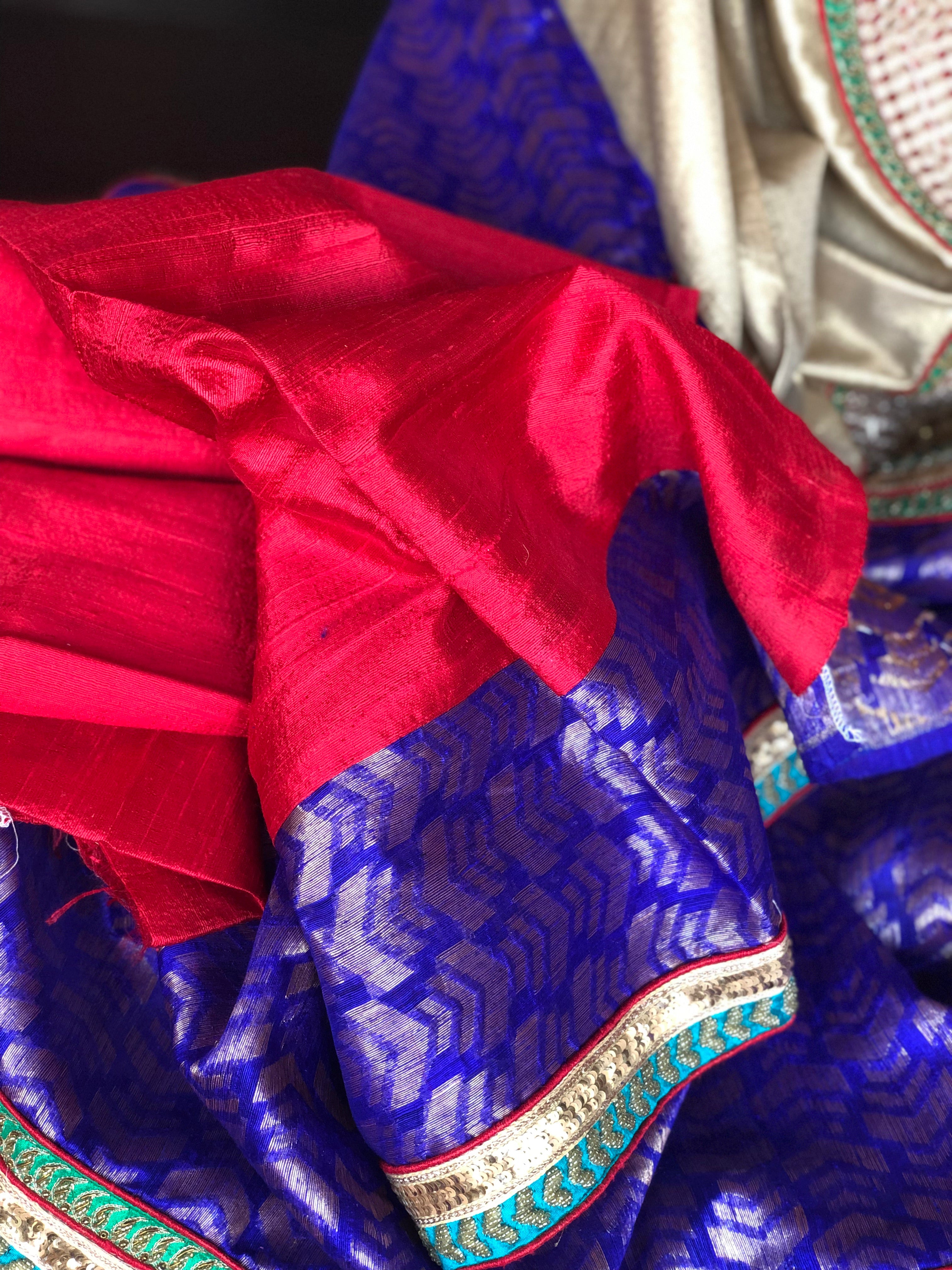 Designer Tussar Silk - Purple Golden Half Half