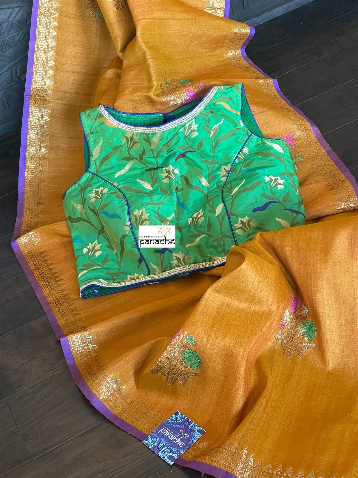 Designer Blouse - Green Blue Meenakari