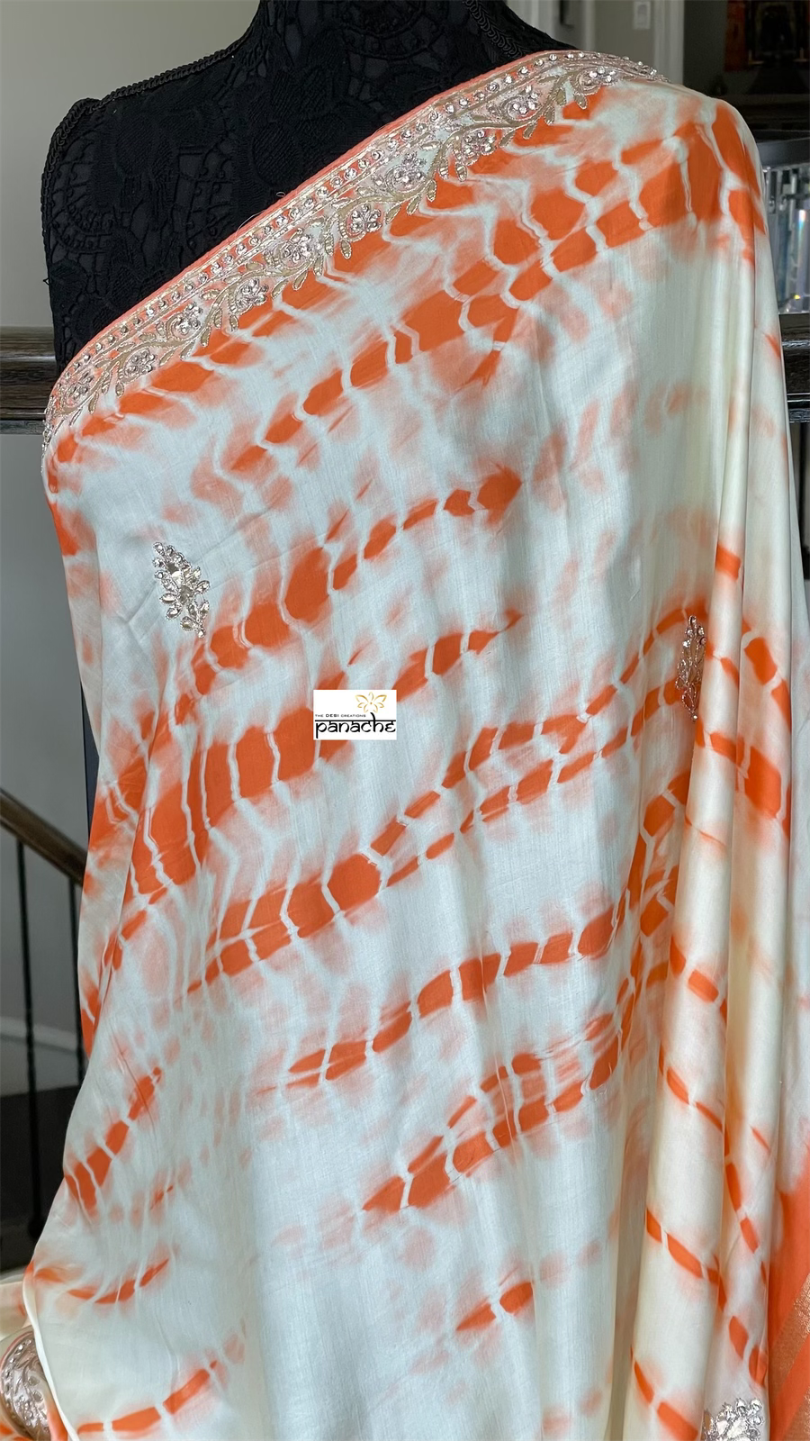 Designer Satin Silk - Tie-dye Orange