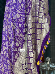 Bandhej Khaddi Georgette Banarasi - Purple Bandhej