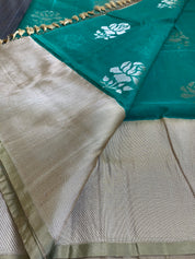 Kora Silk Banarasi - Teal Green