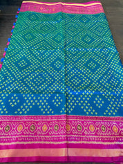Pure Silk Ikat -  Firozi Sea Green Magenta