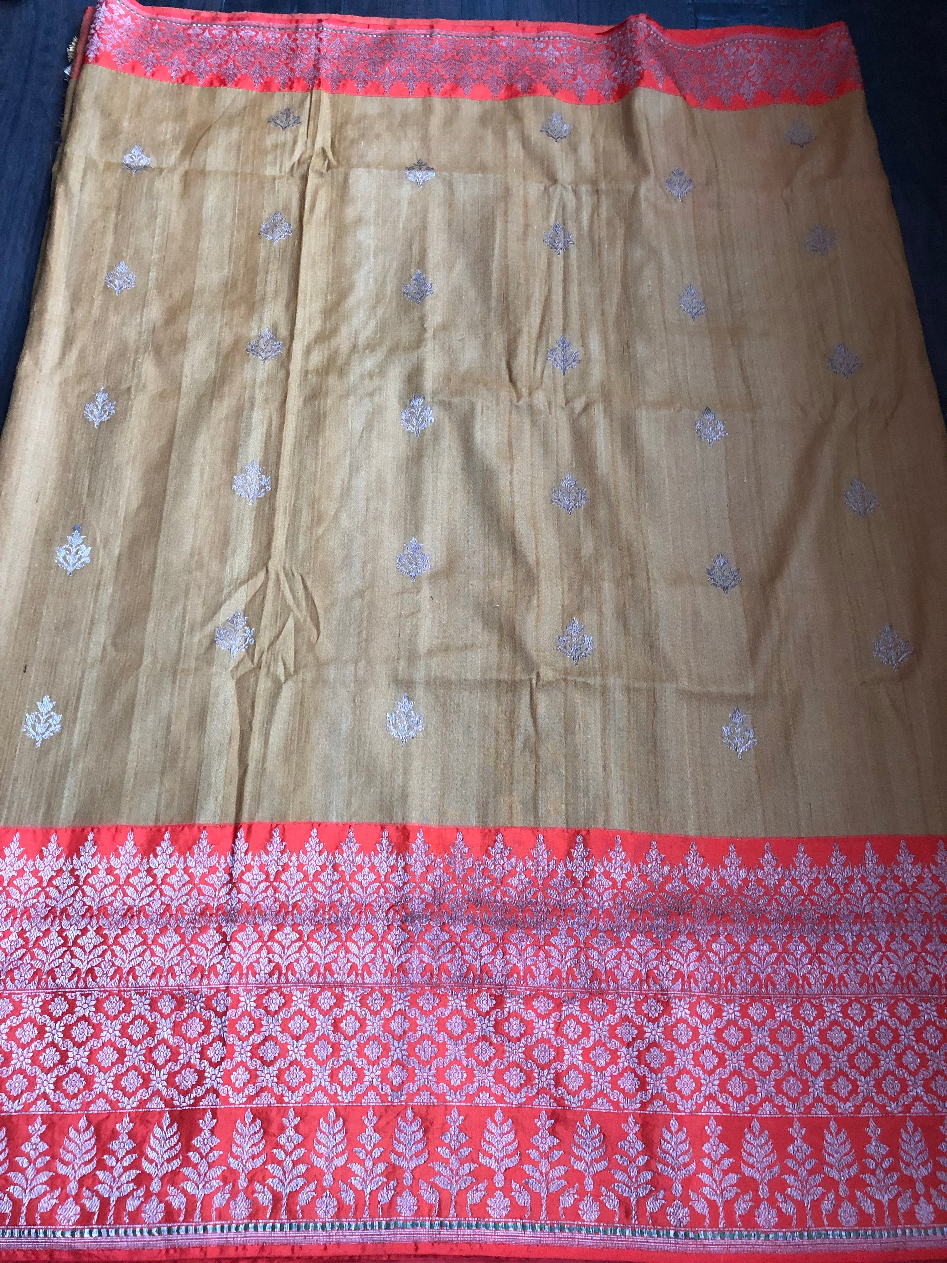 Tassur Silk Banarasi - Ochre Yellow Orange