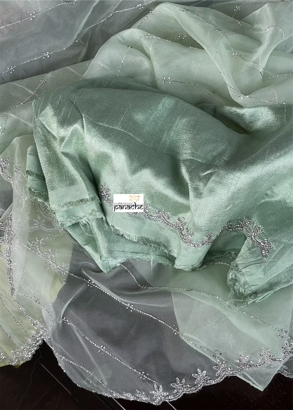 Designer Organza - Mint Leheriya