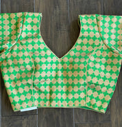 Designer Blouse - Green Brocade