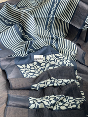 Pure Tussar Silk Printed -  Beige Black