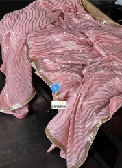 Designer Georgette Saree - Pink Sequin